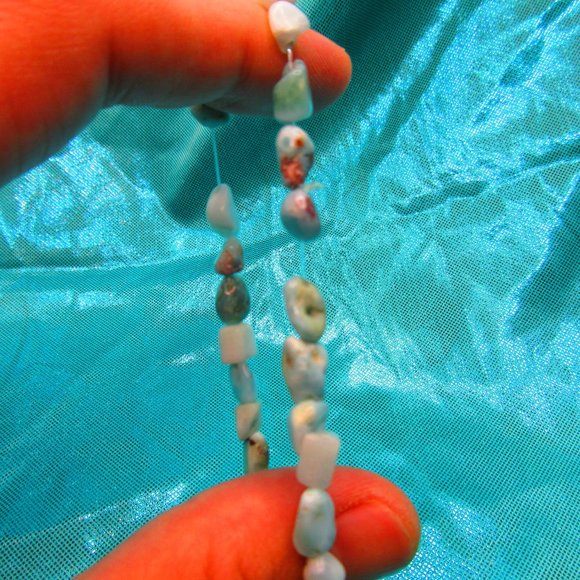 Larimar Nuggets 7" Stretchy Gemstone Bracelet - Picture 3 of 3